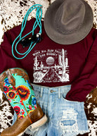 Maroon When All Else Fails God Doesn't Graphic Pullover tcc graphic tee The Cinchy Cowgirl