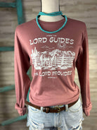 Heather Mauve Where The Lord Guides Graphic Tee tcc graphic tee The Cinchy Cowgirl