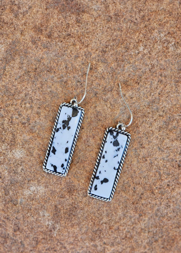 White & Black Color Stone Dangle Earrings Earrings Blue Tortoise