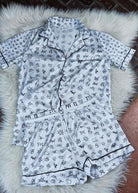 White Cattle Brands Silky Shorts Pajamas silky pajamas - shorts The Cinchy Cowgirl (YC) S  