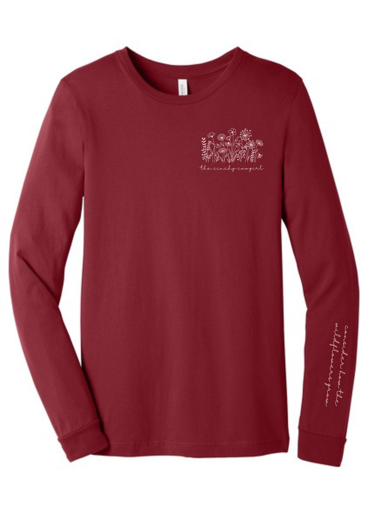 Wildflower Long Sleeve Graphic Tee Long Sleeve Graphic Tee The Cinchy Cowgirl Cardinal Red Small