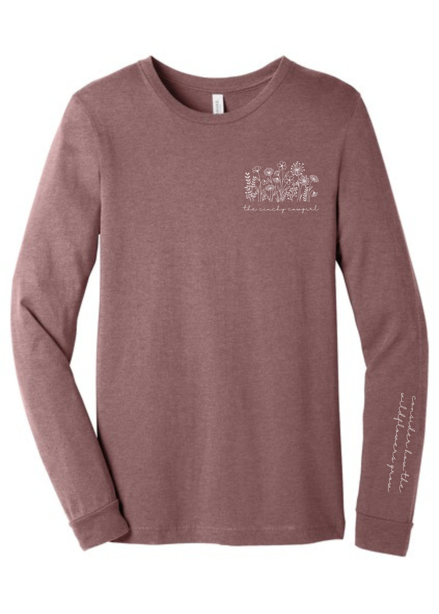 Wildflower Long Sleeve Graphic Tee Long Sleeve Graphic Tee The Cinchy Cowgirl Heather Mauve Small