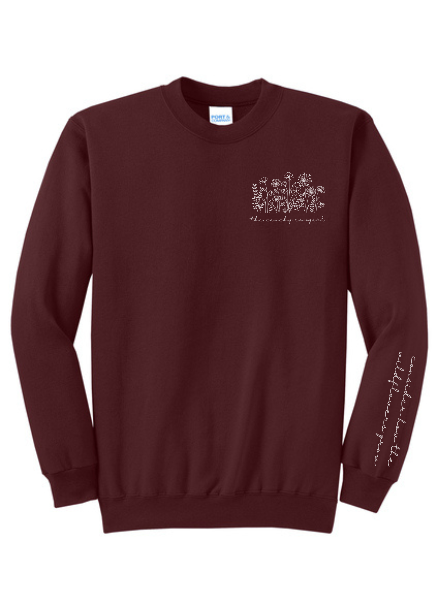Wildflower Pullover Graphic Pullover The Cinchy Cowgirl Small Maroon
