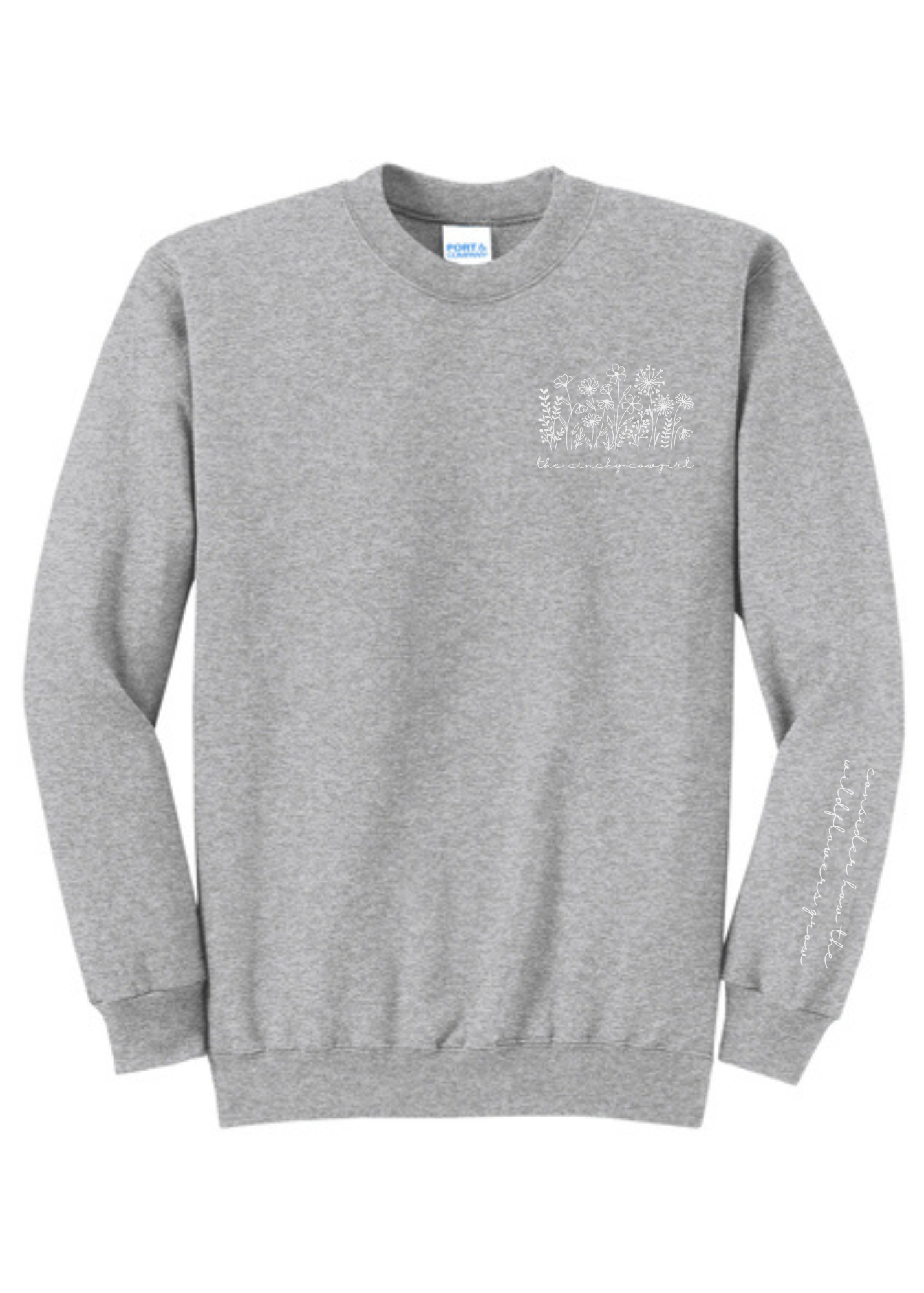 Wildflower Pullover Graphic Pullover The Cinchy Cowgirl Small Athletic Heather Gray