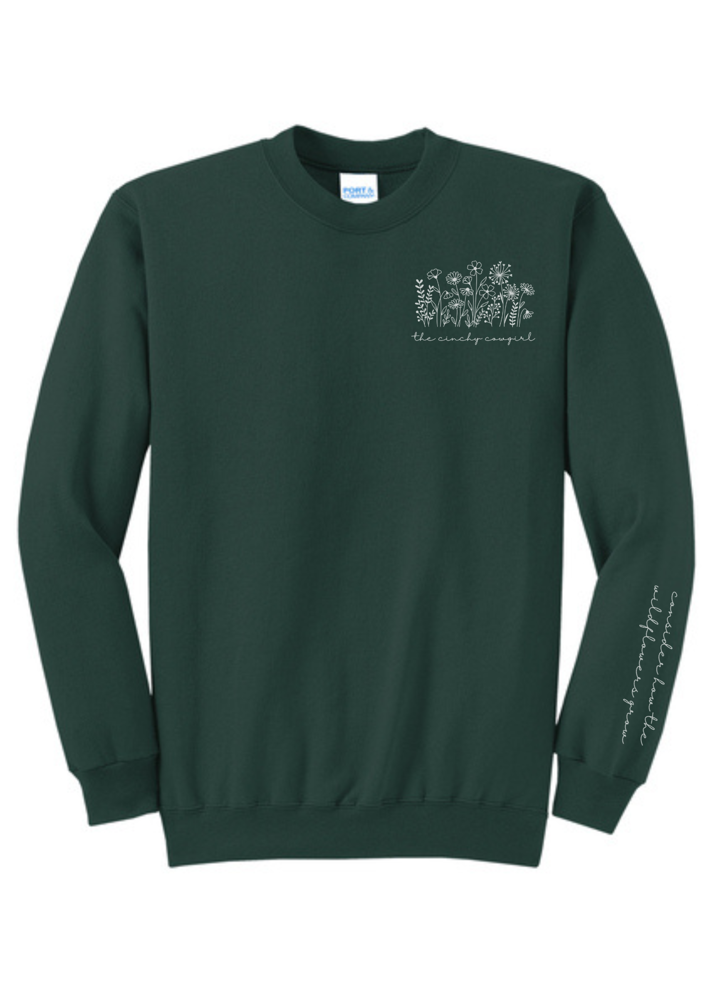 Wildflower Pullover Graphic Pullover The Cinchy Cowgirl Small Dark Green