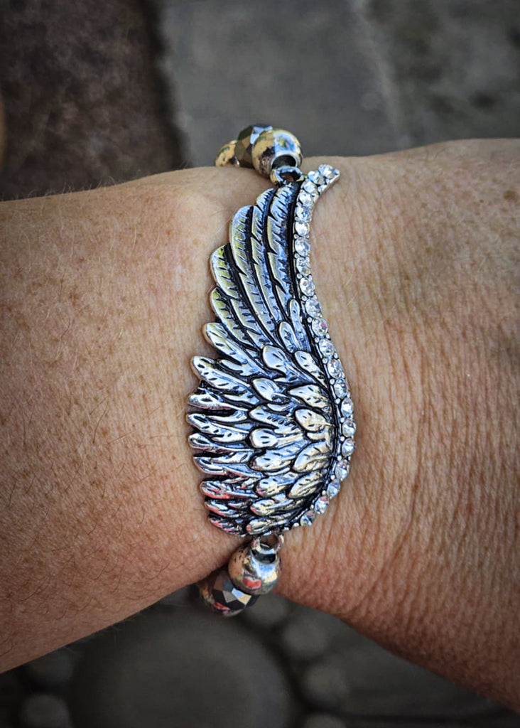 Wing Beaded Stretch Bracelet Bracelets Blue Tortoise