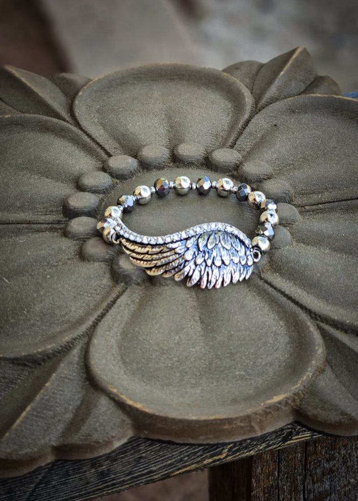 Wing Beaded Stretch Bracelet Bracelets Blue Tortoise