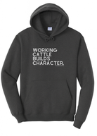 Working Cattle Builds Character Hoodie Graphic Hoodie The Cinchy Cowgirl Small Dark Heather Grey