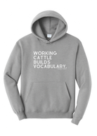 Working Cattle Builds Vocabulary Hoodie Graphic Hoodie The Cinchy Cowgirl Small Athletic Heather Grey