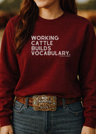 Working Cattle Builds Vocabulary Pullover Graphic Sweatshirt The Cinchy Cowgirl - Print