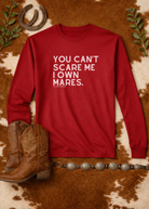 You Can't Scare Me I Own Mares Long Sleeve Tee Long-sleeve The Cinchy Cowgirl- Print