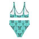 Turquoise Highland Cow High Waisted Bikini  The Cinchy Cowgirl   