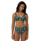Black & Turquoise Aztec High Waisted Bikini high waisted bikini The Cinchy Cowgirl   