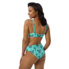 Turquoise Highland Cow High Waisted Bikini  The Cinchy Cowgirl   