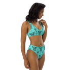 Turquoise Highland Cow High Waisted Bikini  The Cinchy Cowgirl   