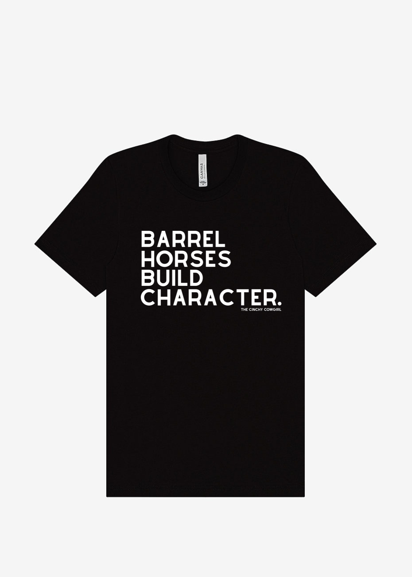 Barrel Horses Build Character Short Sleeve Graphic Tee Short Sleeve Graphic Tee The Cinchy Cowgirl Black Small