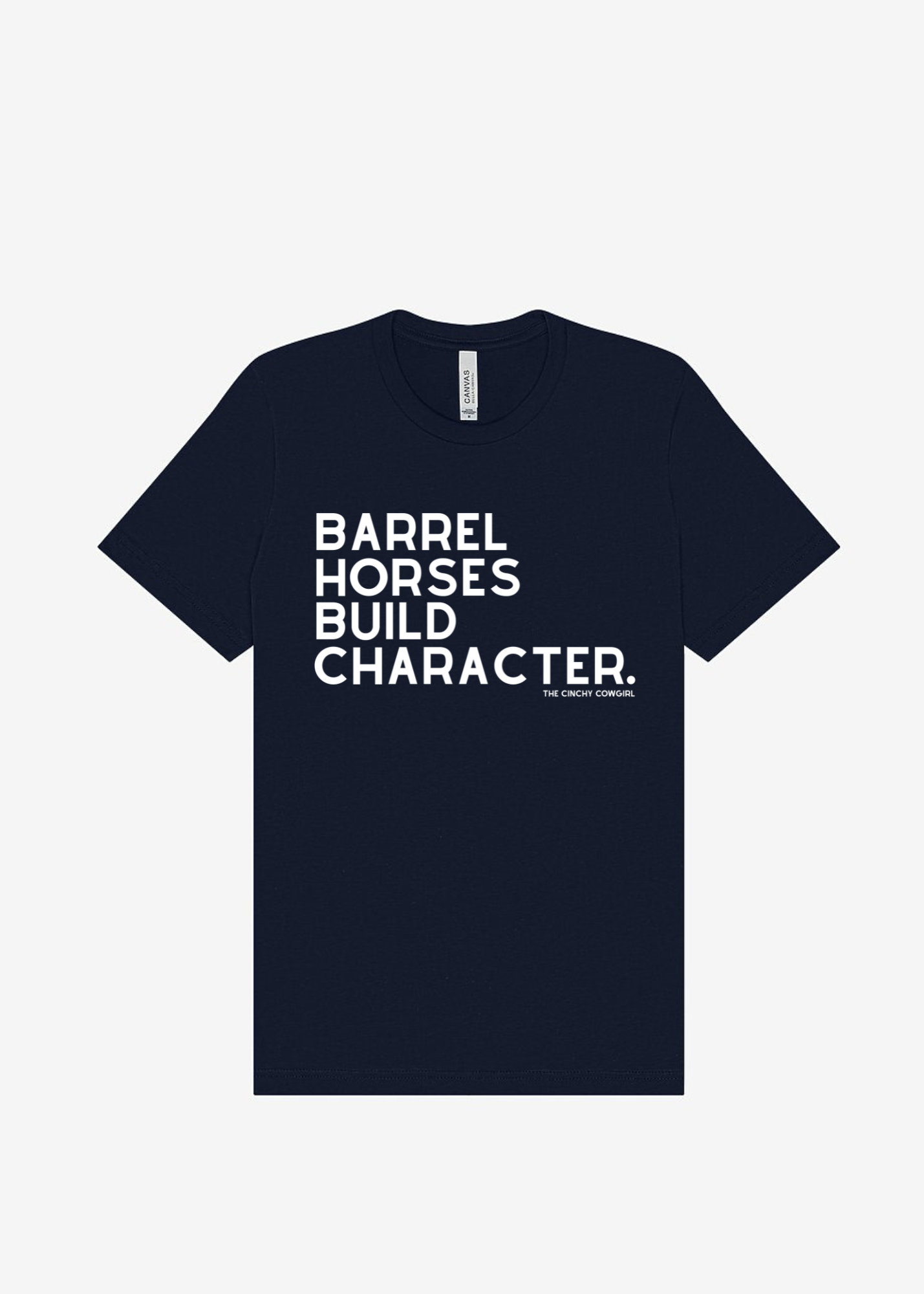 Barrel Horses Build Character Short Sleeve Graphic Tee Short Sleeve Graphic Tee The Cinchy Cowgirl Navy Small