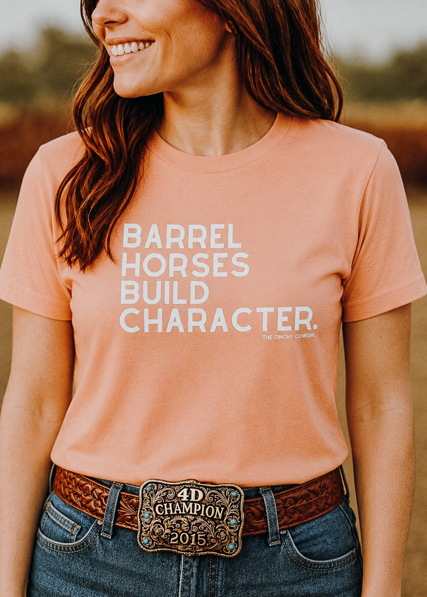 Barrel Horses Build Character Short Sleeve Tee Graphic Tee The Cinchy Cowgirl - Print