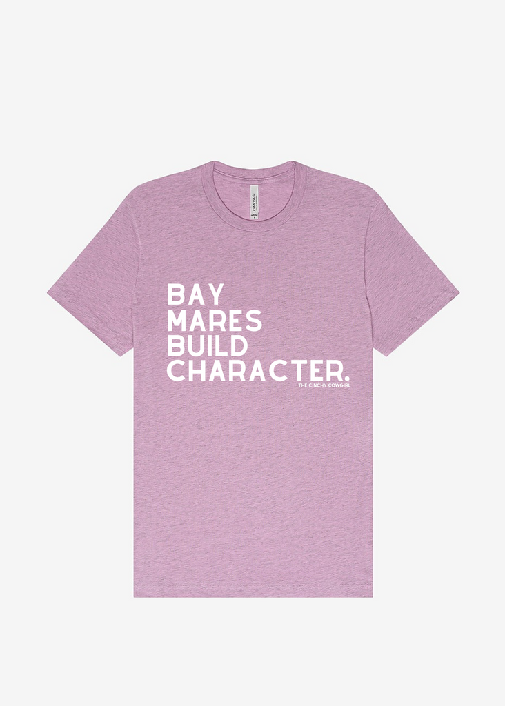 Bay Mares Build Character Short Sleeve Graphic Tee [16 Colors] Short Sleeve Graphic Tee The Cinchy Cowgirl Heather Lilac Small