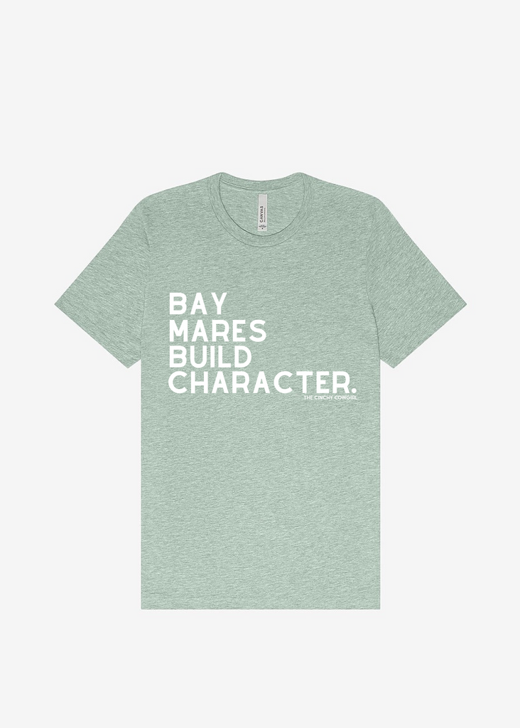 Bay Mares Build Character Short Sleeve Graphic Tee [16 Colors] Short Sleeve Graphic Tee The Cinchy Cowgirl Dusty Blue Small