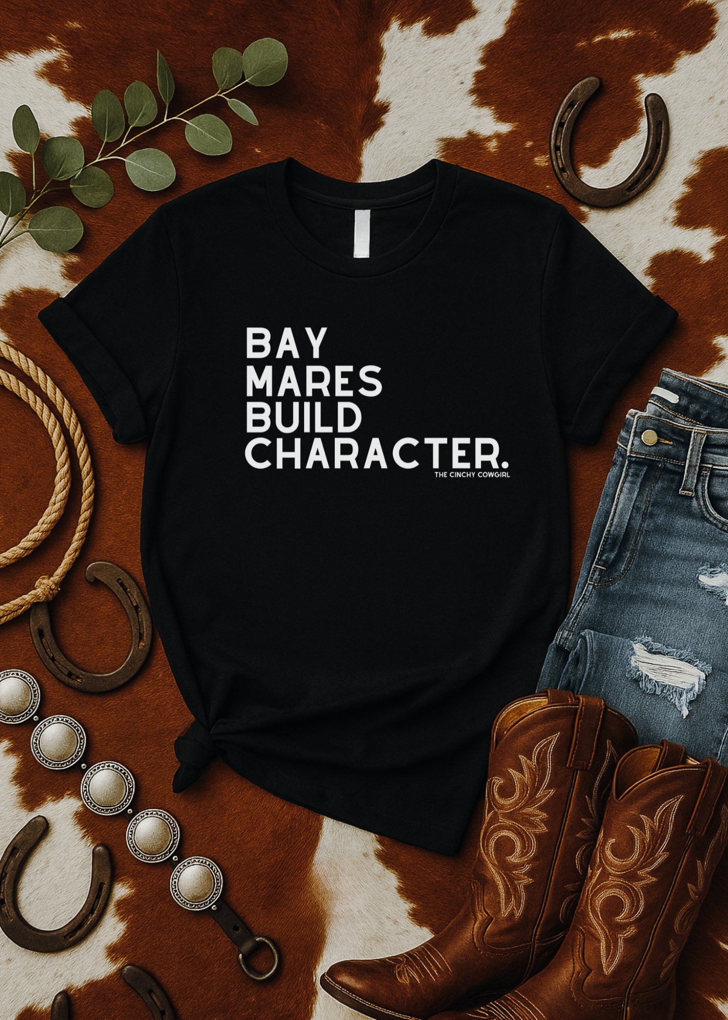 Bay Mares Build Character Short Sleeve Tee Graphic Tee The Cinchy Cowgirl - Print