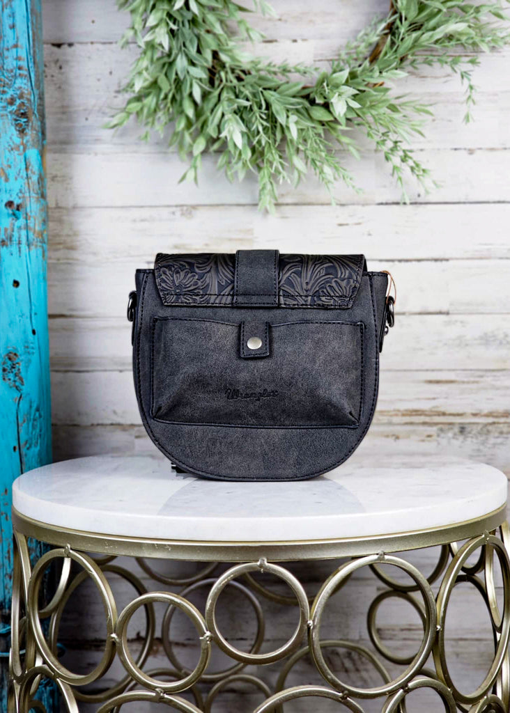 Black Tooled Western Saddle Handbag Crossbody Handbag Montana West