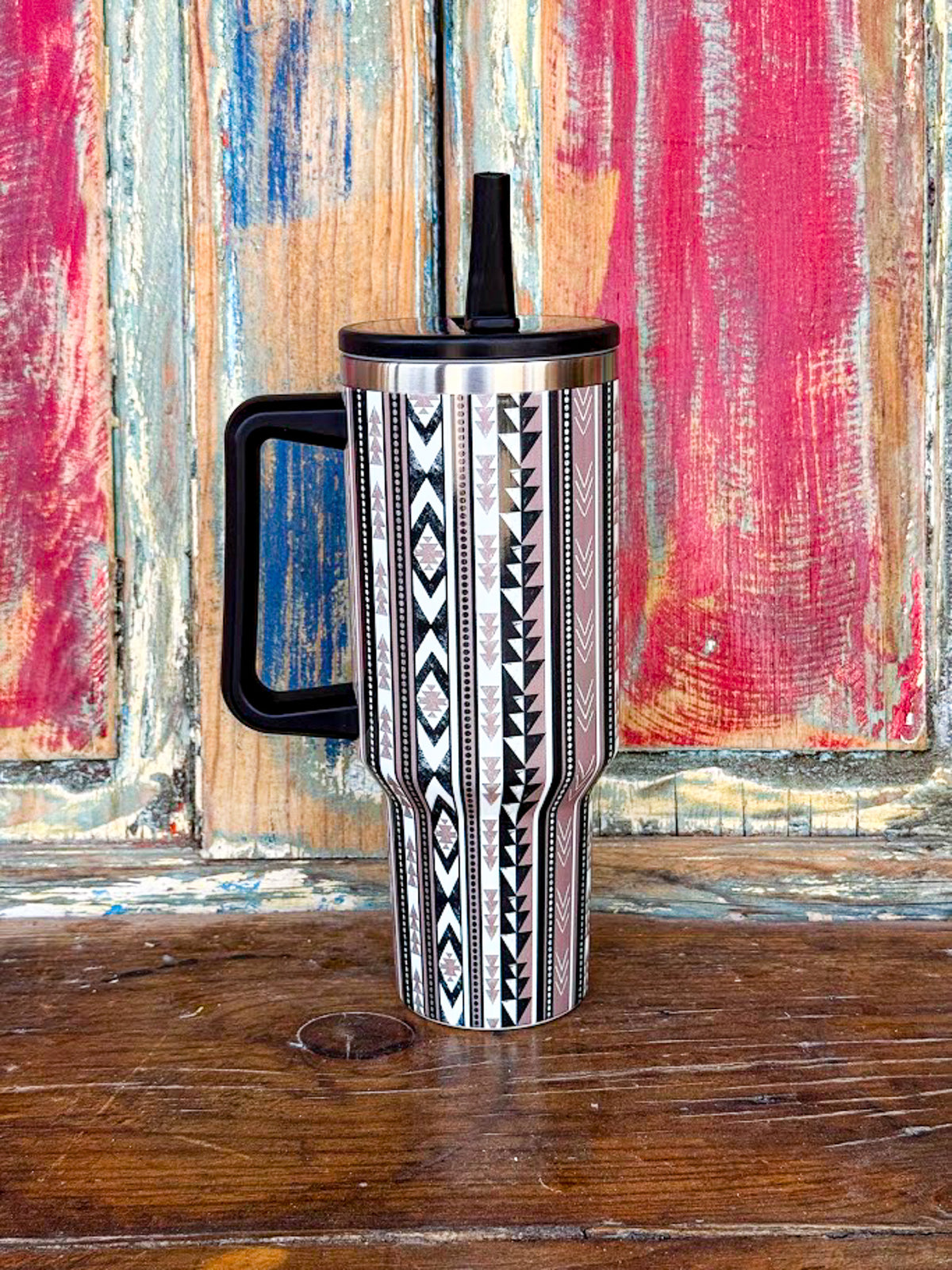 Tan & Black Aztec Tumbler tumbler The Cinchy Cowgirl