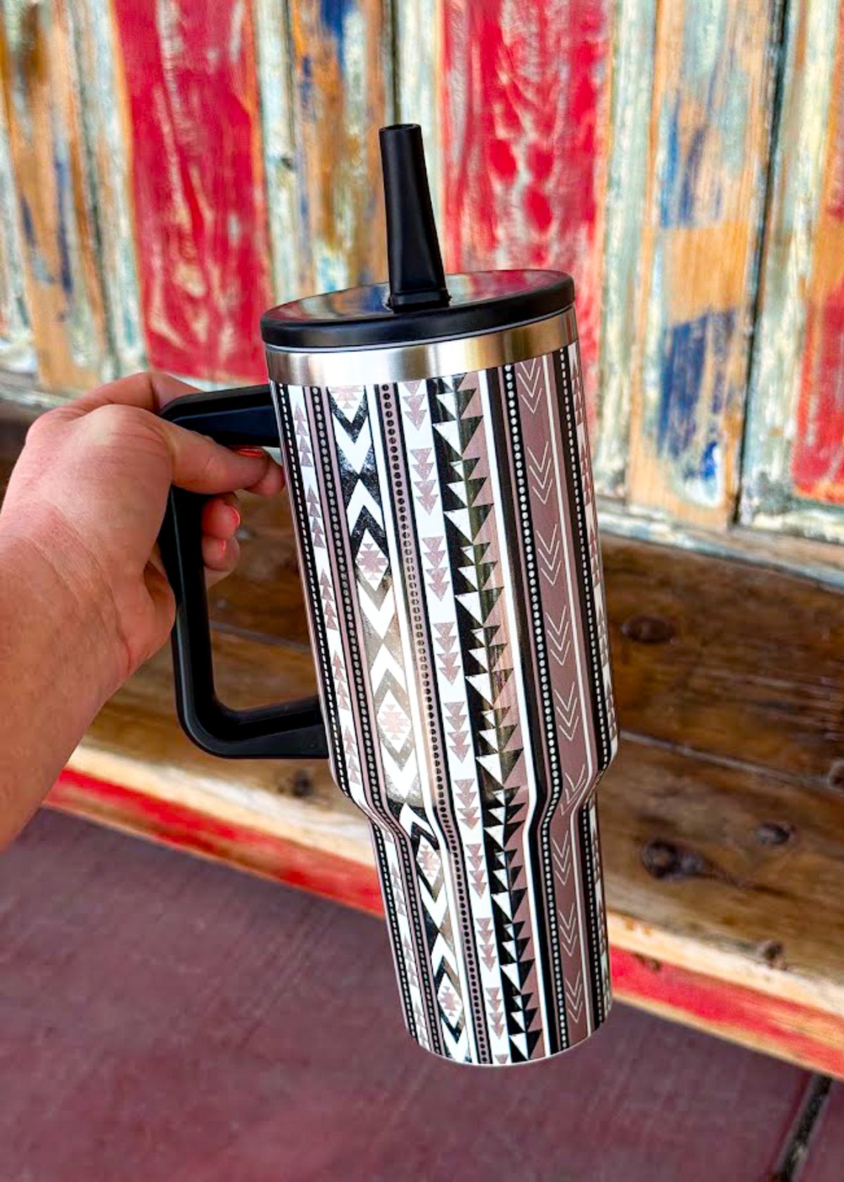 Tan & Black Aztec Tumbler tumbler The Cinchy Cowgirl