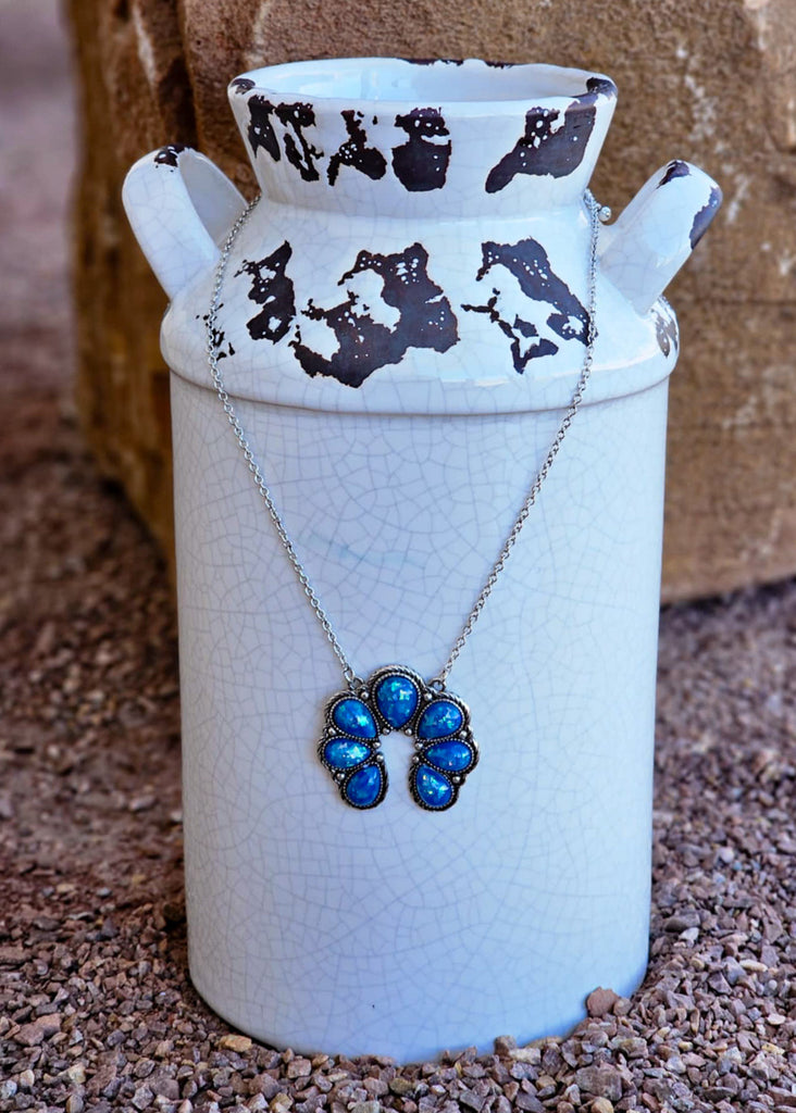 Blue Sparkle Squash Blossom Necklace Earrings Blue Tortoise