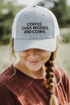 Coffee Cuss Words and Cows Trucker Hat Embroidered TCC Hat The Cinchy Cowgirl - Print