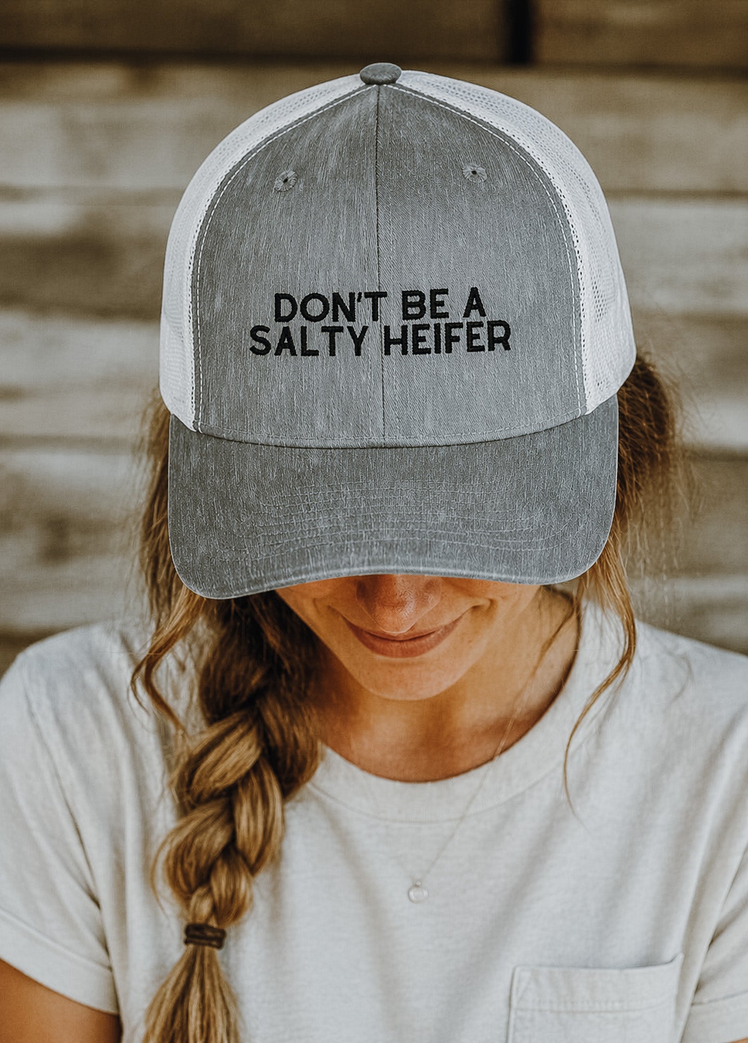 Embroidered Don't Be A Salty Heifer Trucker Hat Embroidered TCC Hat The Cinchy Cowgirl- Print