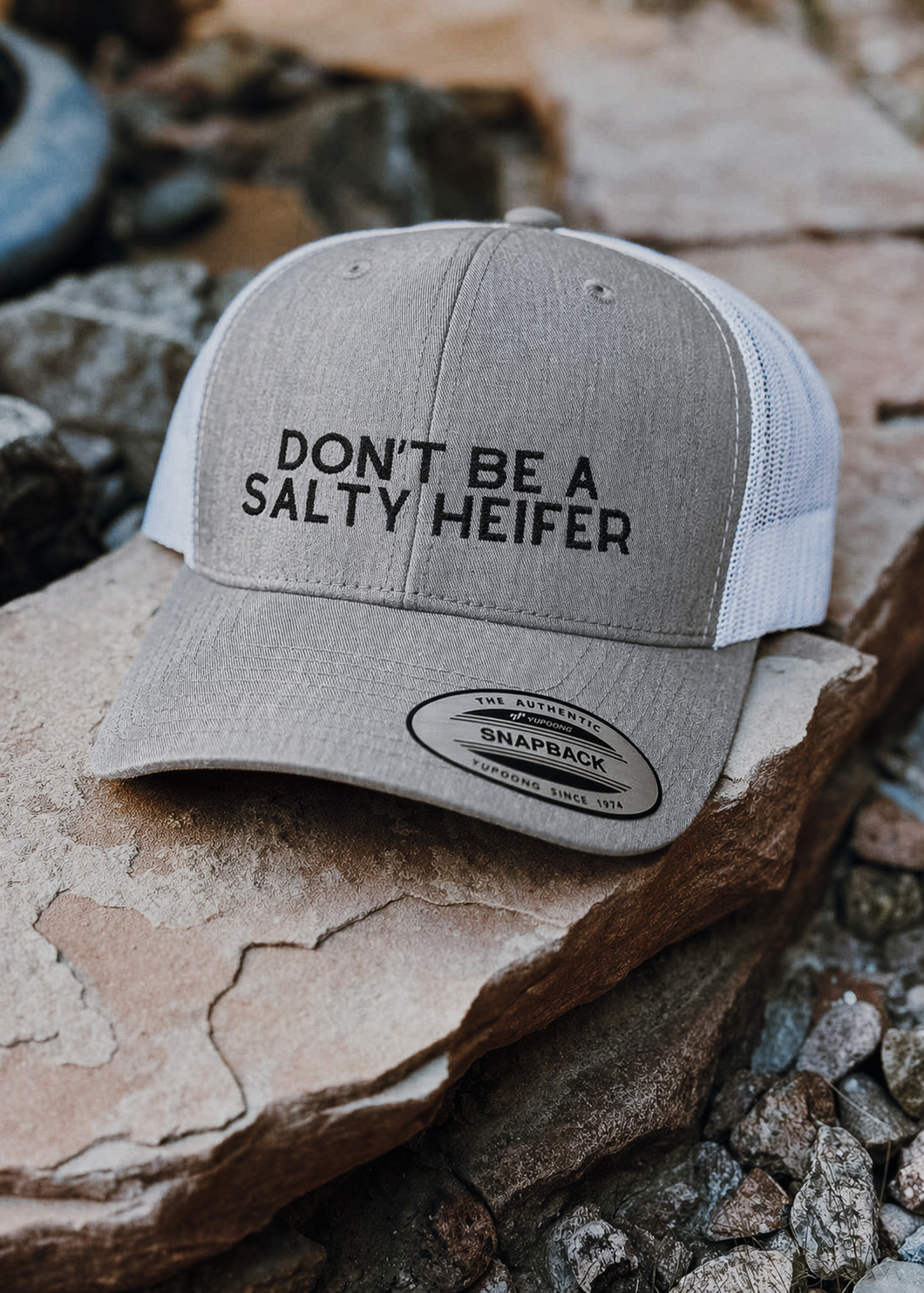 Embroidered Don't Be A Salty Heifer Trucker Hat Embroidered TCC Hat The Cinchy Cowgirl- Print