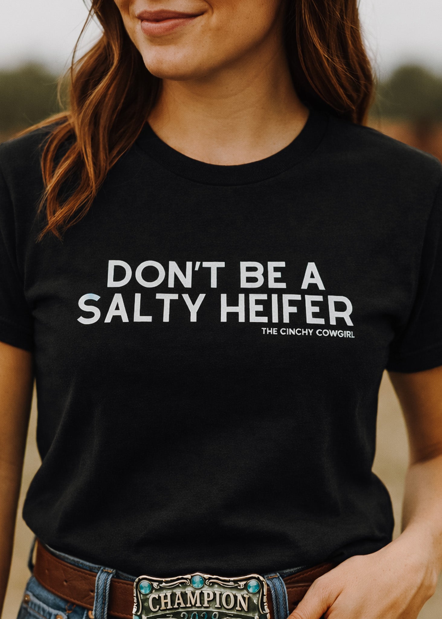 Don't Be A Salty Heifer Short Sleeve Tee T-Shirt The Cinchy Cowgirl - Print