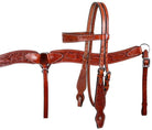 Double Stitched Leather browband Headstall and Breast Collar set with Acorn Tooling headstall set Shiloh