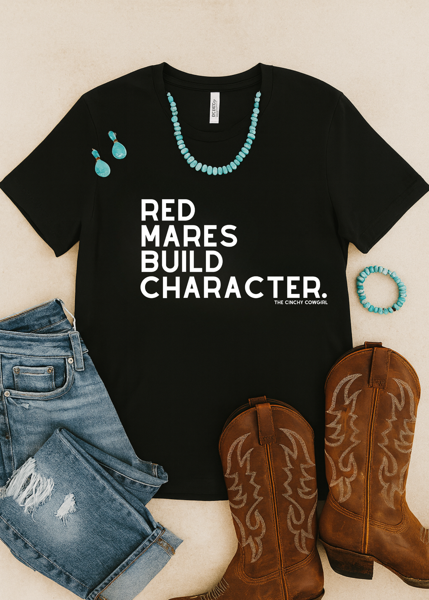 Red Mares Build Character Short Sleeve Tee Graphic Tee The Cinchy Cowgirl - Print