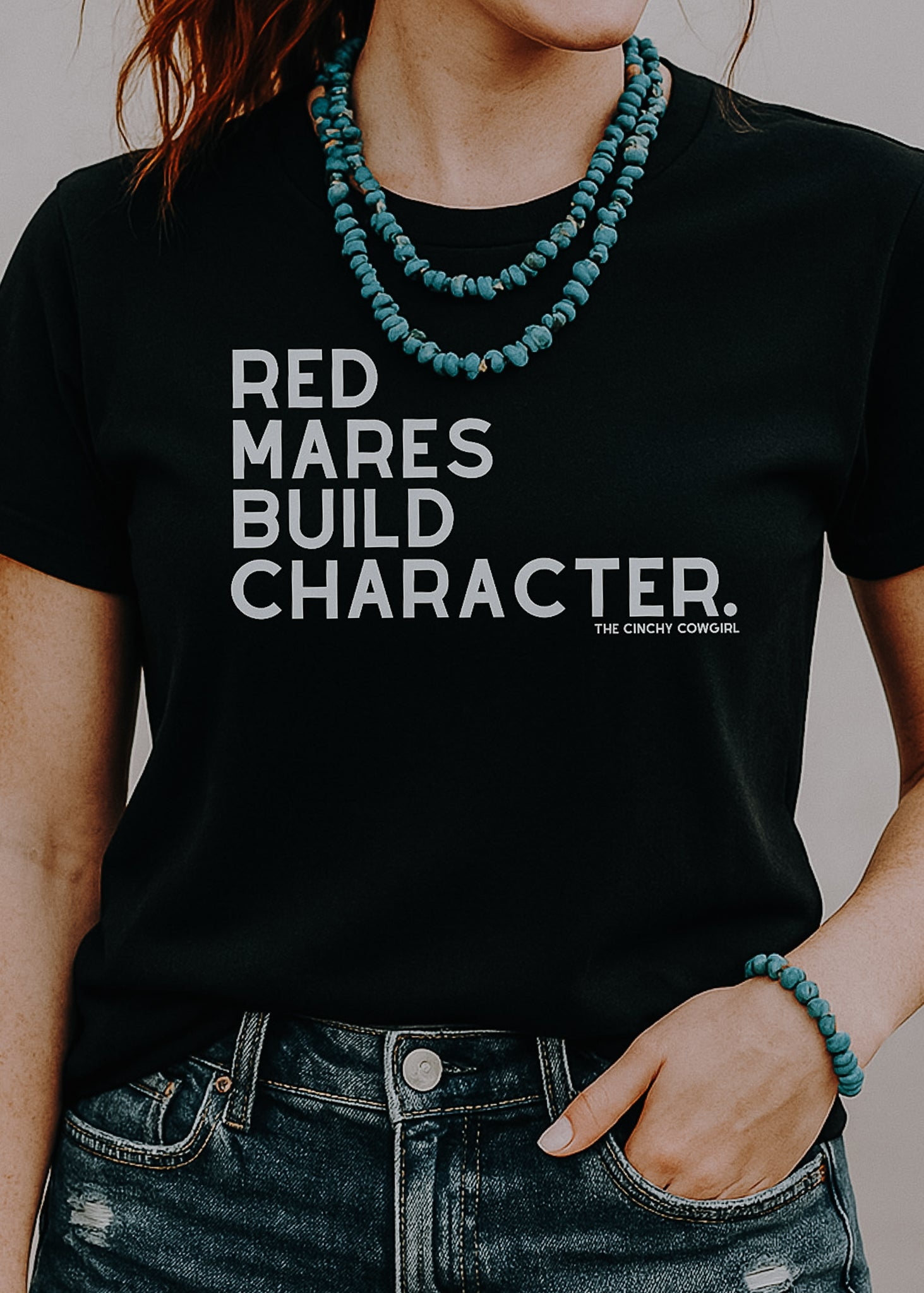 Red Mares Build Character Short Sleeve Tee Graphic Tee The Cinchy Cowgirl - Print