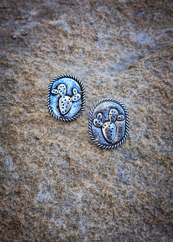 Western Twisted Cactus Stud Earrings Earrings Blue Tortoise
