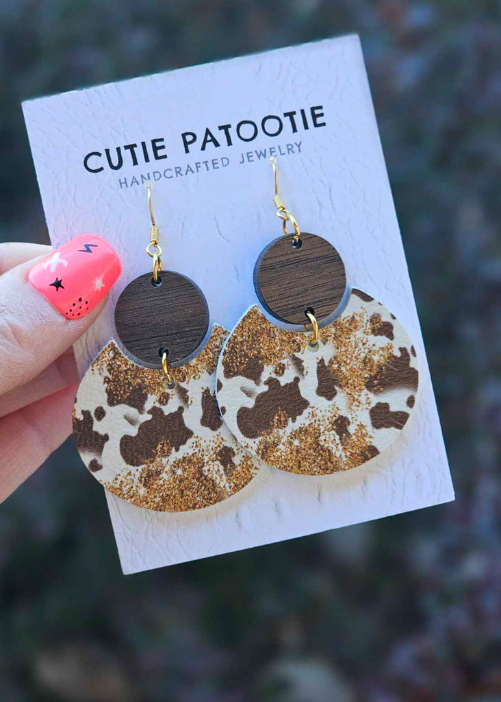 Gold Cowprint Handcrafted Earrings earrings Cutie Patootie   