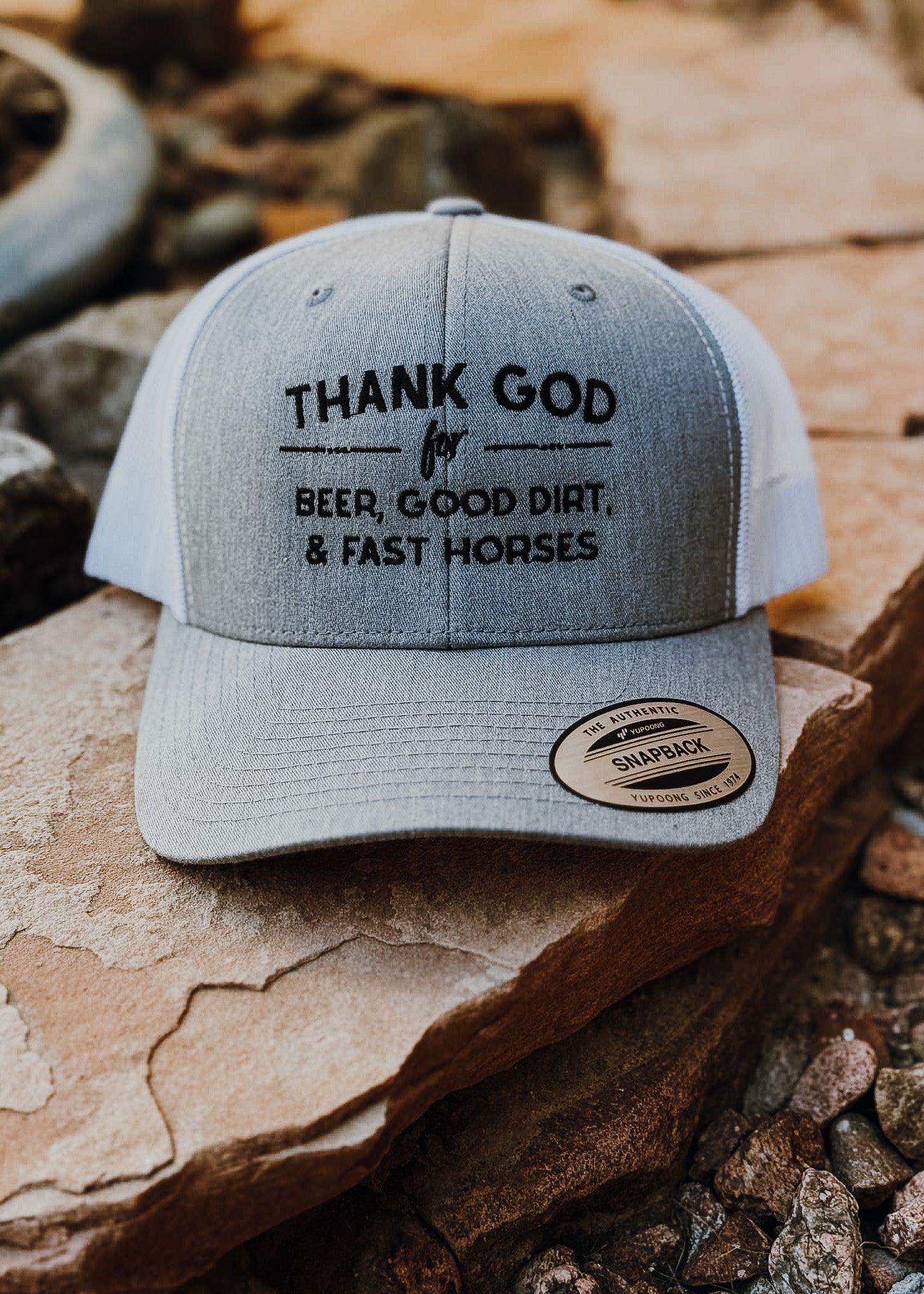 Thank God for Beer Good Dirt and Fast Horses Embroidered Hat Embroidered TCC Hat The Cinchy Cowgirl - Print