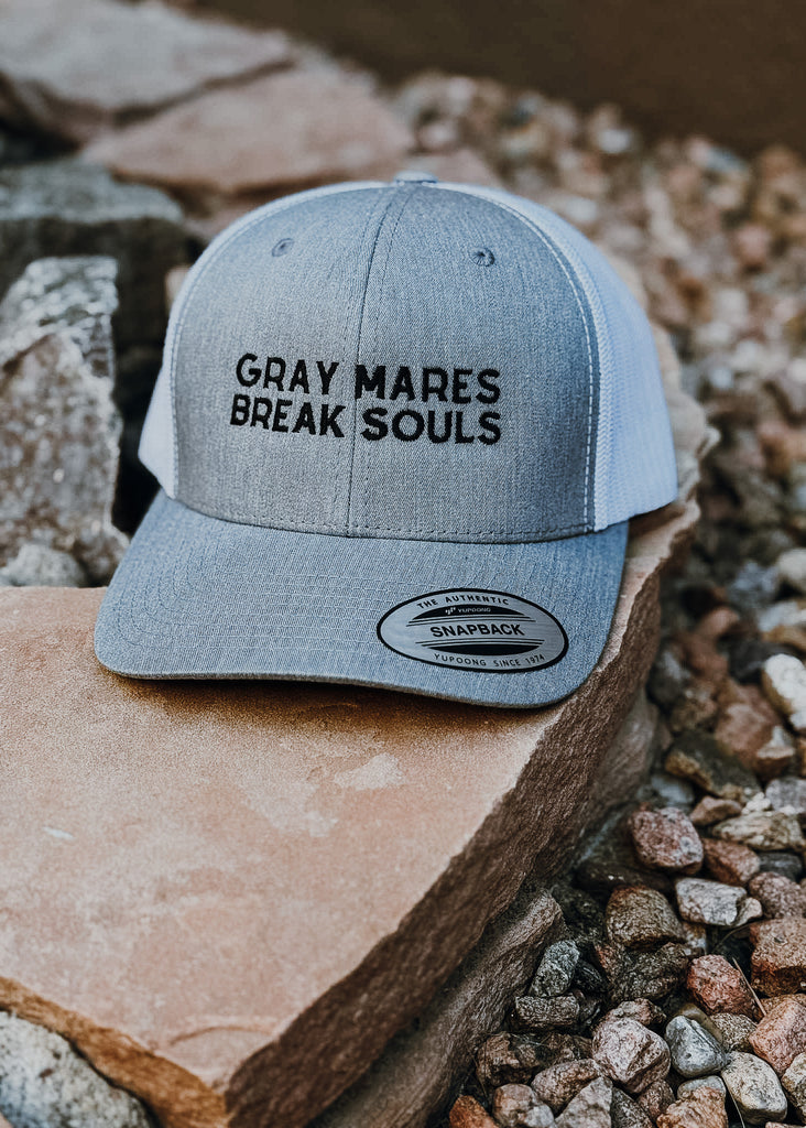 Gray Embroidered Gray Mares Break Souls Trucker Hat Embroidered TCC Hat The Cinchy Cowgirl