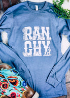 Heather Slate Ranchy Long Sleeve Tee graphic tee long sleeve The Cinchy Cowgirl