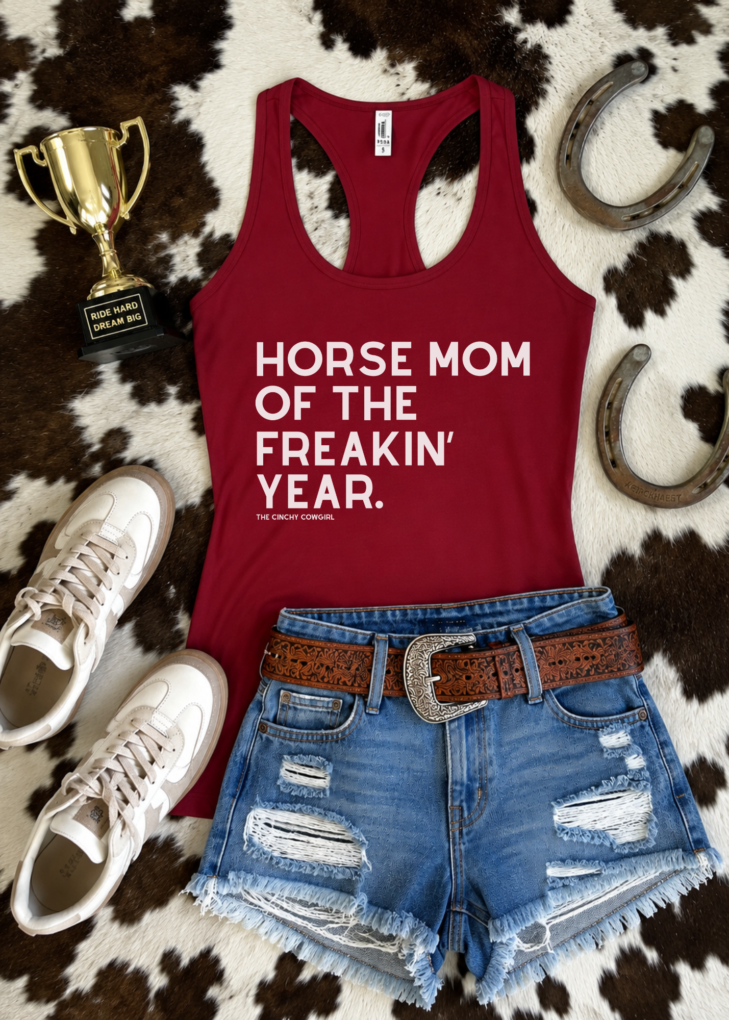 Horse Mom of the Freakin' Year Tank Top graphic tank The Cinchy Cowgirl - Print