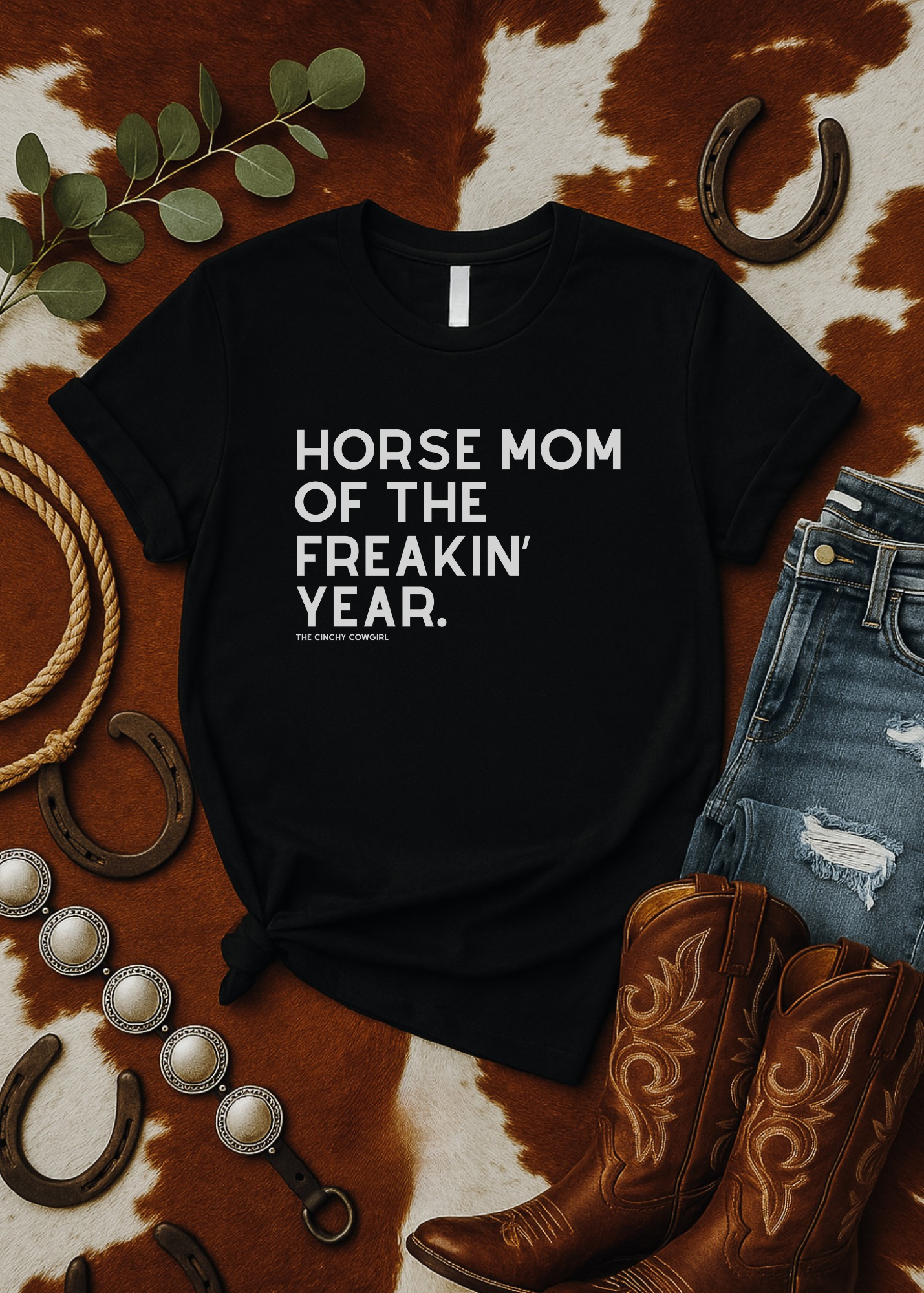 Horse Mom of the Freakin' Year Short Sleeve Tee Graphic Tee The Cinchy Cowgirl - Print