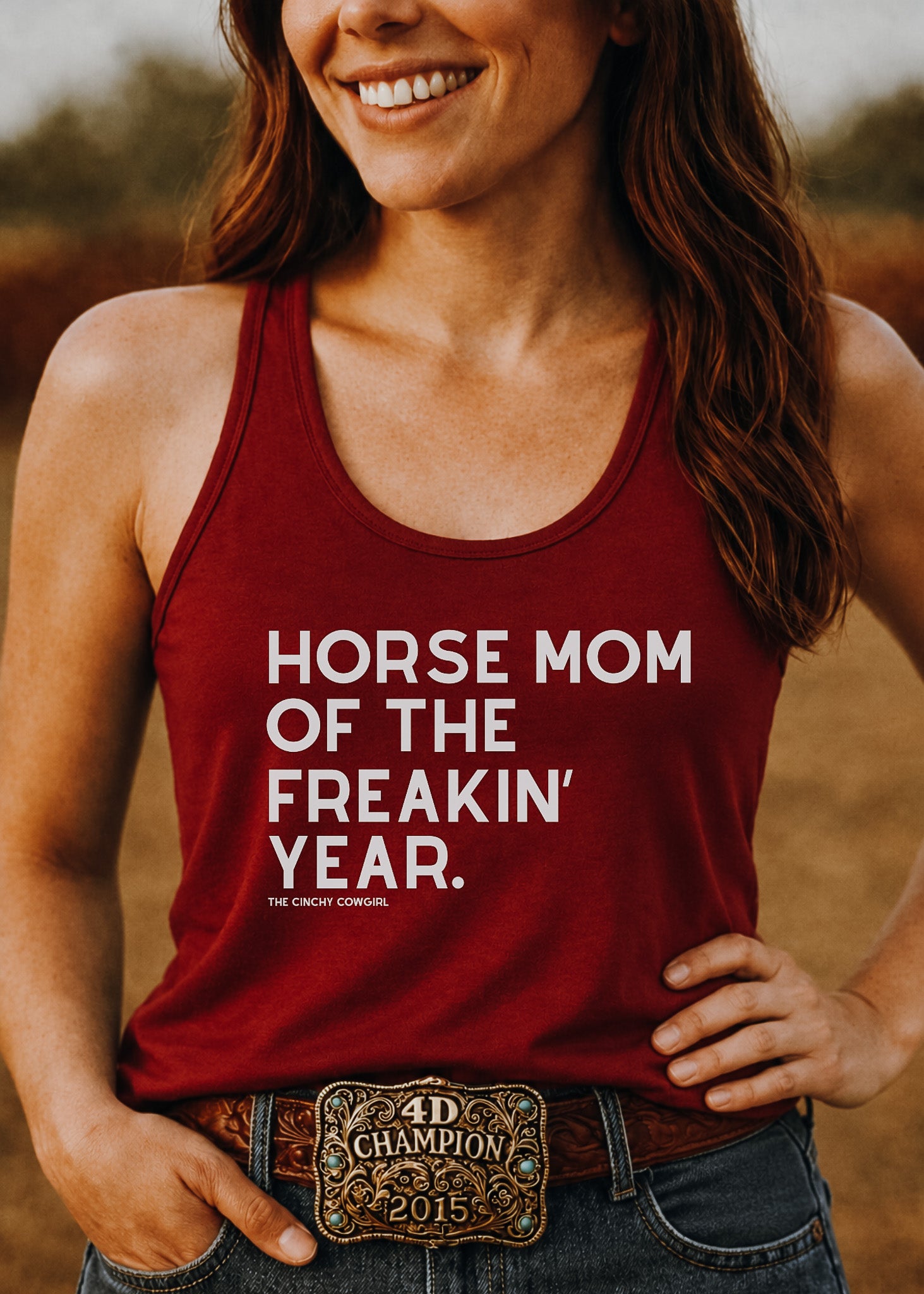 Horse Mom of the Freakin' Year Tank Top graphic tank The Cinchy Cowgirl - Print