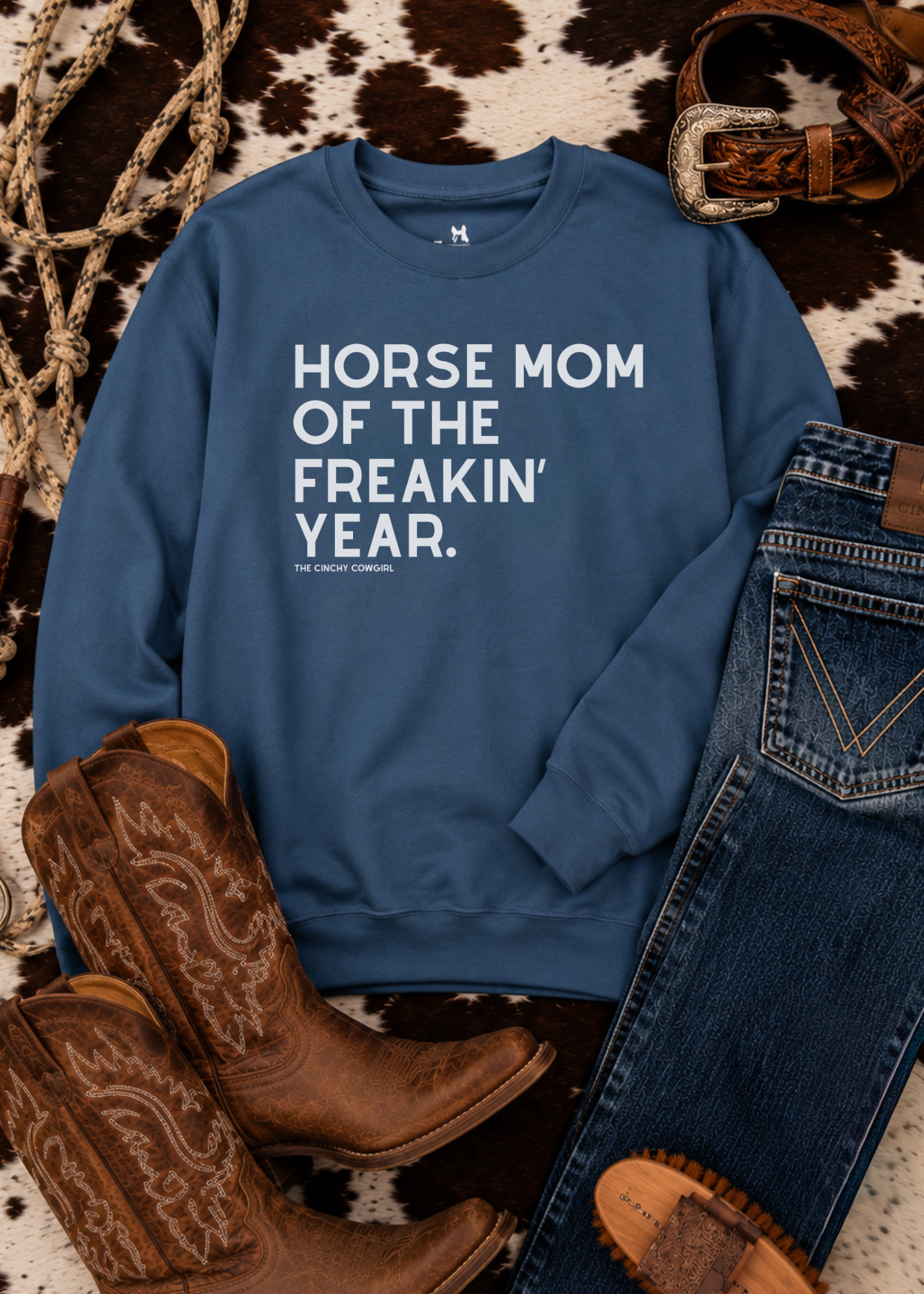 Horse Mom of the Freakin' Year Fleece Pullover Graphic Pullover The Cinchy Cowgirl - Print