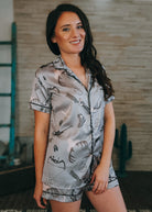 Hunters Silky Shorts Pajamas Set silky pajamas - shorts The Cinchy Cowgirl (YC)   