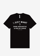 I Just Want To Drink Margaritas & Ride My Horse Graphic Tee Short Sleeve Graphic Tee The Cinchy Cowgirl Black Small
