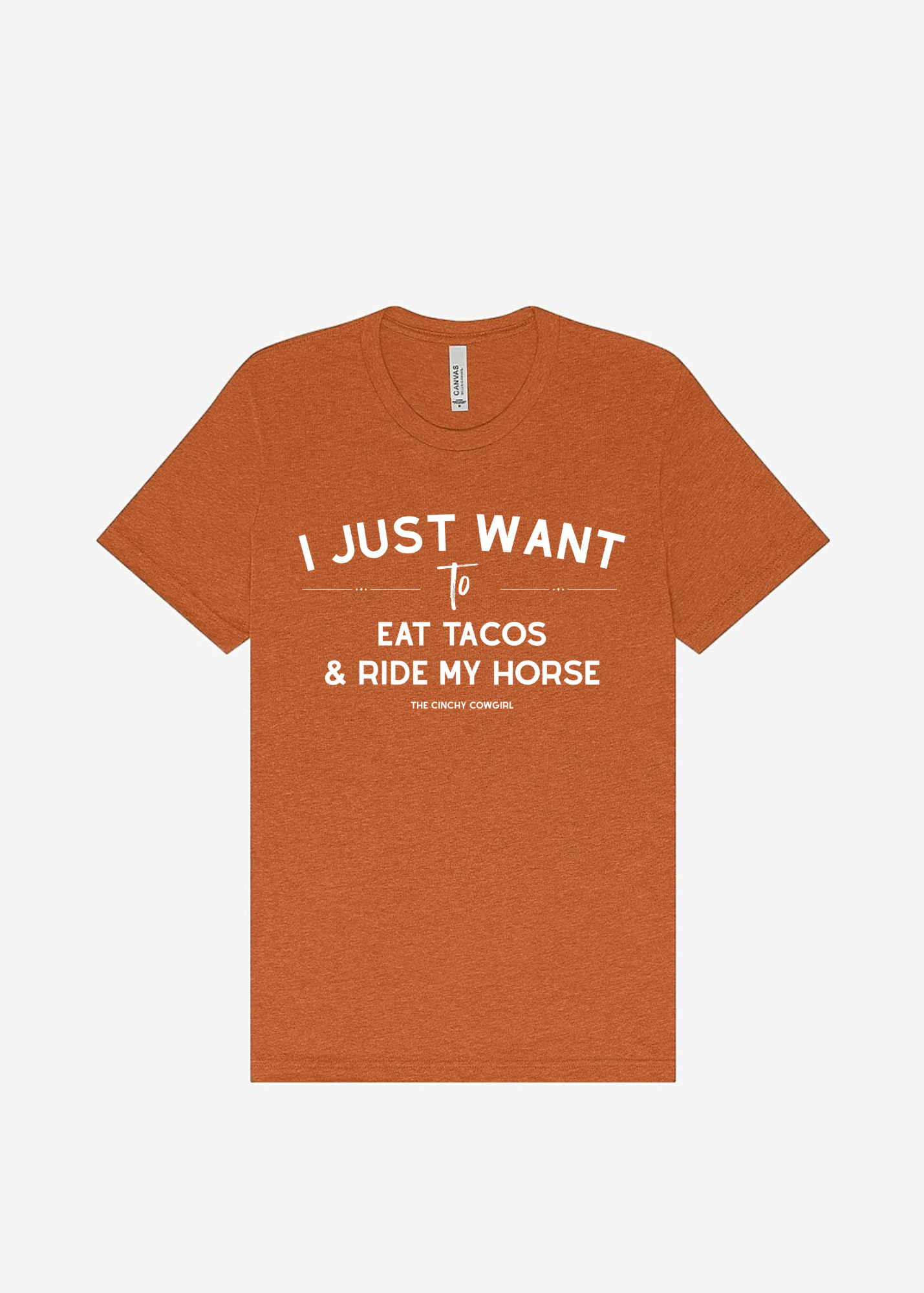 I Just Want To Eat Tacos & Ride My Horse Graphic Tee Short Sleeve Graphic Tee The Cinchy Cowgirl Heather Autumn Small