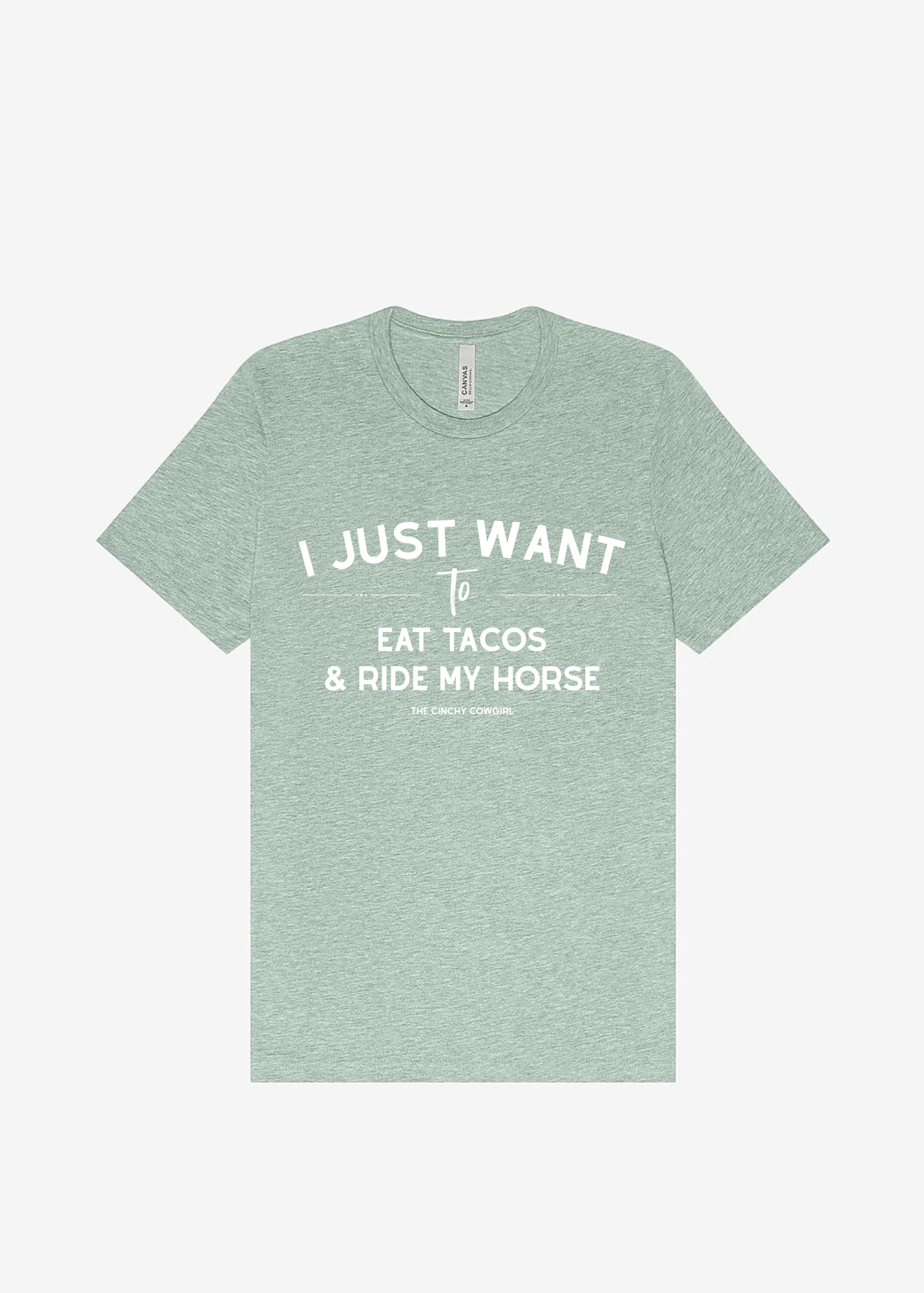 I Just Want To Eat Tacos & Ride My Horse Graphic Tee Short Sleeve Graphic Tee The Cinchy Cowgirl Dusty Blue Small