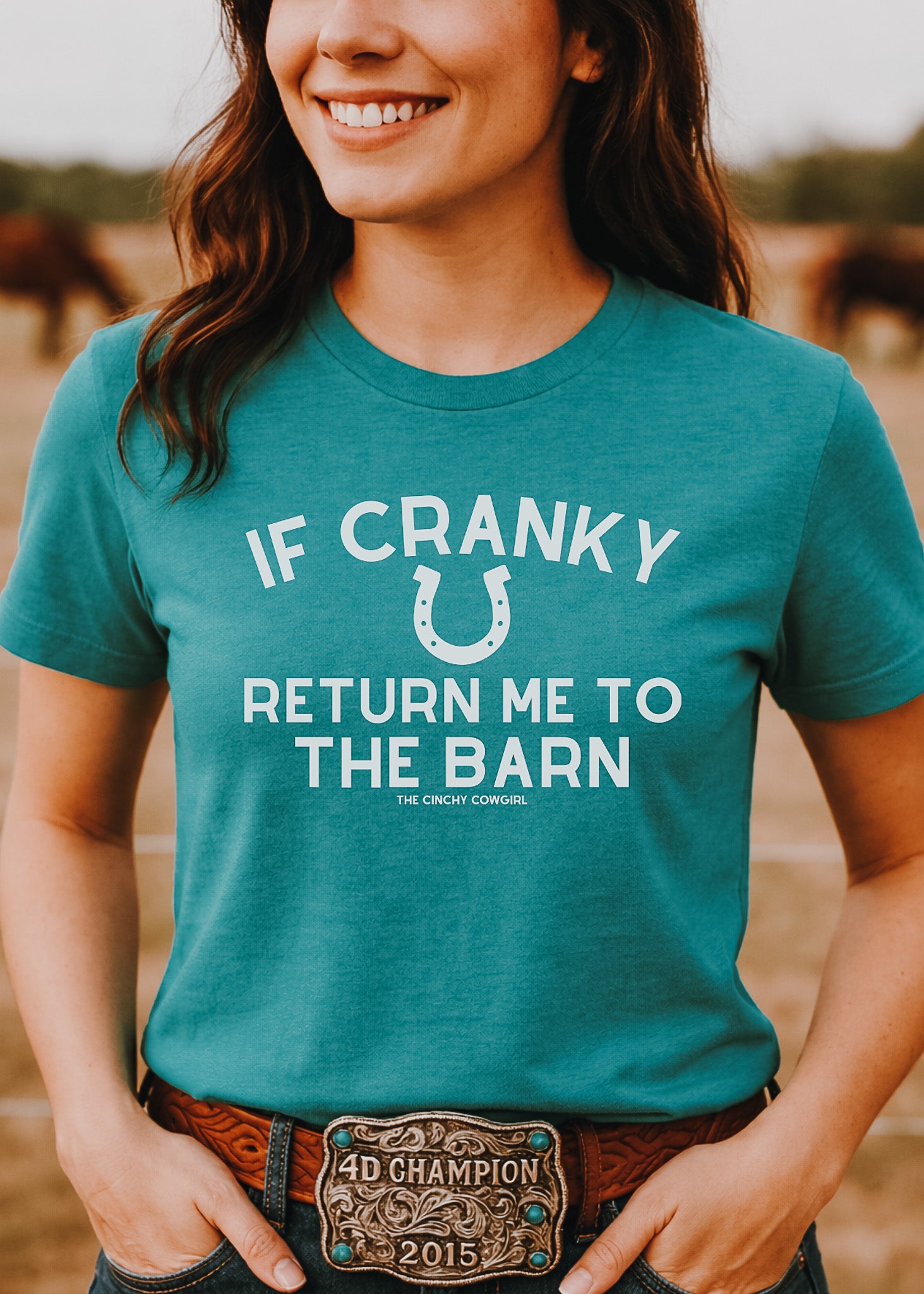 If Cranky Return Me To The Barn Short Sleeve Tee T-Shirt The Cinchy Cowgirl - Print
